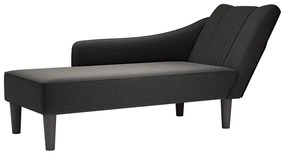 Chaise lounge com apoio de braço direito em tecido preto