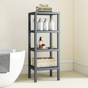 Estante de plástico cozinha com 4 níveis 38 x 32,5 x 99 cm, estante organizadora estreita e multifuncional, montagem sem ferramentas, para casa de ban