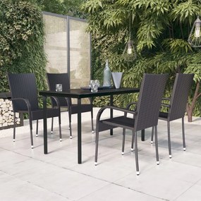 vidaXL 5 pcs conjunto de jantar para jardim preto
