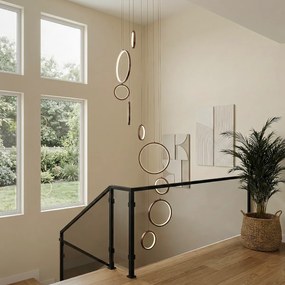 Candeeiro suspenso de design bronze escuro 9 luzes incluindo LED regulável em 3 níveis - Vide Anella