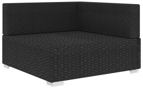 Cadeira de canto seccional c/ almofadões 1 pc vime PE preto
