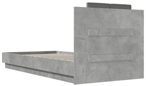 Estrutura de cama c/ cabeceira derivados madeira cinza-cimento