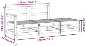 3 pcs conjunto lounge de jardim madeira de pinho maciça