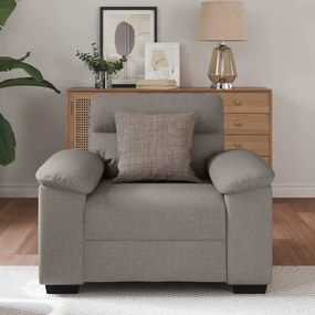 Poltrona tecido 60 cm cinzento-acastanhado