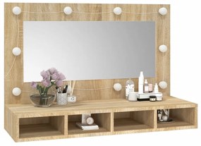 Armário espelhado com LED 90x31,5x62 cm carvalho sonoma