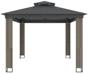 Gazebo com telhado duplo 3,94x2,96 m aço antracite