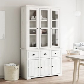 vidaXL Aparador alto BODO 115,5x43x200,5 cm pinho maciço branco