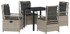 Conjunto de Jantar pra Jardim - 5 Peças Cinza Claro em Poly Rattan