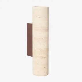 Aplique De Parede Em Travertino E Madeira Davise ↑32 Cm - Sklum