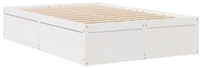 Cama com colchão 140x190 cm madeira de pinho maciça branco