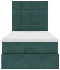 Estrutura de cama otomana colchões 90x200cm veludo verde escuro