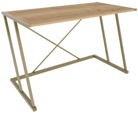 Secretária de Estudo Adelaide - Dourado e Carvalho - 114x60x75 cm