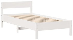 Cama com estante sem colchão 75x190 cm pinho maciço branco