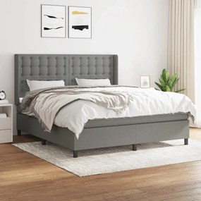 vidaXL Cama com molas/colchão 180x200 cm tecido cinzento-escuro