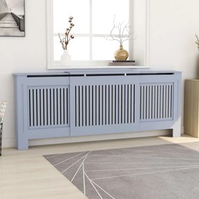 vidaXL Cobertura de radiador MDF 205 cm cinzento