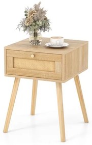 Conjunto de 2 mesas de cabeceira de vime com gavetas, mesa lateral, mesa de cabeceira, console de cabeceira, mesa de sofá