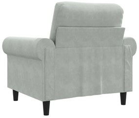 Poltrona 60 cm veludo cinzento-claro