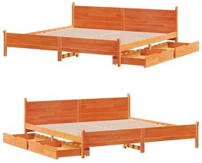 Cama sem colchão 200x200 cm pinho maciço castanho-mel