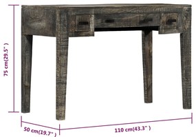 Secretária 110x50x75 cm madeira de mangueira maciça preto