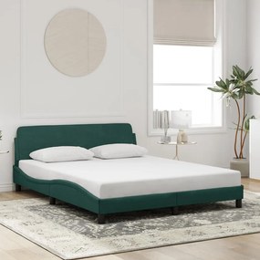 Estrutura de cama sem colchão 160x200 cm veludo verde-escuro