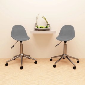 vidaXL Cadeiras de jantar giratórias 2 pcs tecido cinzento-claro