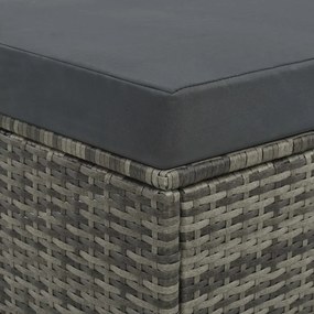 2 pcs conjunto lounge de jardim c/ almofadões vime PE cinzento