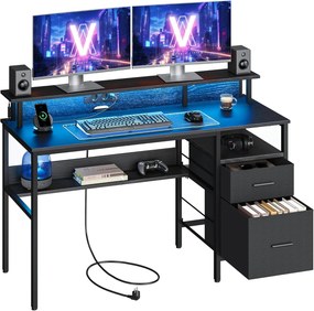 Mesa de escritório com iluminação LED integrada | VASAGLE | 55 x 135 x 89 cm | LWD094B56.