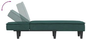 Chaise longue veludo verde-escuro