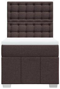 Cama com molas/colchão 90x190 cm tecido castanho-escuro