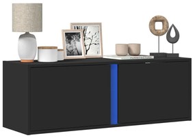 vidaXL Móvel de parede para TV com luzes LED 100x31x35 cm preto