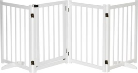 Barreira para Cães Dobrável Barreira para Cães Pequenos e Médios de 4 Painéis com Porta para Escadas e Corredores 237,5x36x80 cm Branco