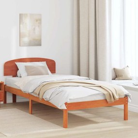 vidaXL Estrado de Cama com Cabeceira Castanho 80x200 cm Madeira Maciça de Pinho