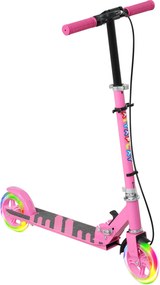 AIYAPLAY Patinete Infantil 3-8 Anos com Rodas Luminosas, Guidão Ajustável e Travão Traseiro, Rosa | Aosom Portugal