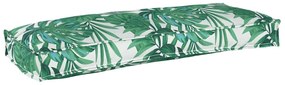 vidaXL Almofada de Palete para Banco com Estampa de Folhas 100x40x8 cm em Tecido Oxford