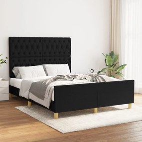Estrutura de cama c/ cabeceira 140x200 cm tecido preto