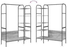 Cabideiro com Prateleiras Cinzento Sonoma 120x44x160 cm Madeira de Eng