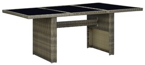 313313 vidaXL Mesa de jardim vime PE e vidro temperado castanho