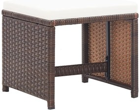 Bancos de jardim 2 pcs com almofadões em vime PE castanho