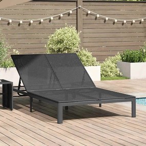 vidaXL Espreguiçadeira com rodinhas pra duas pessoas em rattan preto