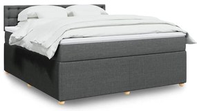 vidaXL Cama com molas/colchão 180x200 cm tecido cinzento-escuro