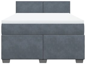 Cama com molas/colchão 140x200 cm veludo cinzento-escuro