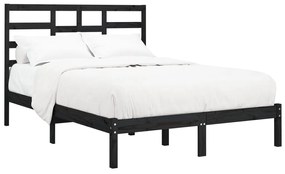 Estrutura cama dupla pequena 120x190 cm madeira maciça preto