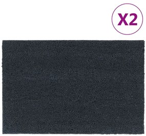 Tapetes porta 2 pcs 40x60 cm fibra coco tufada cinzento escuro