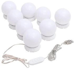vidaXL Iluminação de espelho c/ 8 lâmpadas LED branco quente e frio