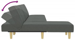 Sofá-cama em forma de L 255x140x70 cm tecido cinzento-escuro