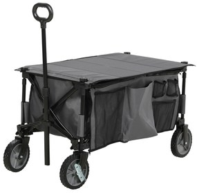 Outsunny Carrinho de Jardim Dobrável Lona Removível Pega Telescópica Inclinação Ajustável 5 Bolsos 108x55x93 cm Cinza Escuro | Aosom Portugal