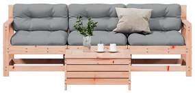 vidaXL 4 pcs conj. lounge jardim com almofadões madeira douglas maciça