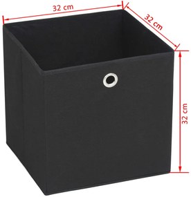 Caixas arrumação 10 pcs não-tecido (TNT) 32x32x32 cm preto