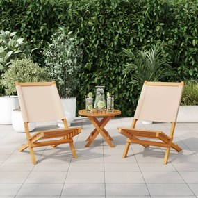 Cadeiras de jardim 2 pcs acácia maciça/tecido bege