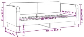 Sofá-cama 80x200 cm tecido cinzento-claro